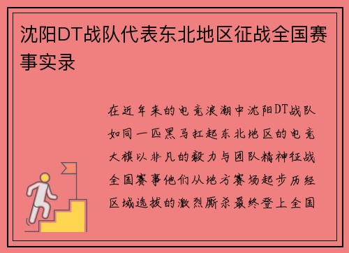 沈阳DT战队代表东北地区征战全国赛事实录